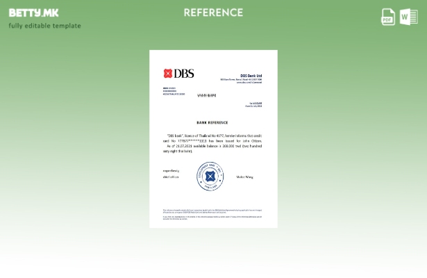 Шаблон за референца на банка во модерен стил на Тајланд DBS